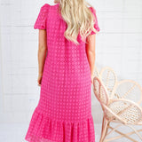 Evelyn Hot Pink Eyelet Maxi Dress Entro