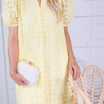 Evelyn Lemon Drop Eyelet Maxi Dress Entro