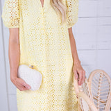 Evelyn Lemon Drop Eyelet Maxi Dress Entro
