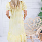 Evelyn Lemon Drop Eyelet Maxi Dress Entro