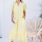 Evelyn Lemon Drop Eyelet Maxi Dress Entro