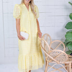 Evelyn Lemon Drop Eyelet Maxi Dress Entro