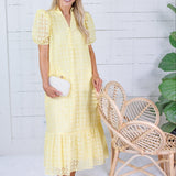 Evelyn Lemon Drop Eyelet Maxi Dress Entro