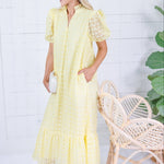 Evelyn Lemon Drop Eyelet Maxi Dress Entro