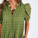 Evelyn Martini Olive Eyelet Maxi Dress Entro
