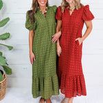 Evelyn Martini Olive Eyelet Maxi Dress Entro
