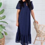 Evelyn Navy Eyelet Maxi Dress Entro