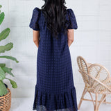 Evelyn Navy Eyelet Maxi Dress Entro