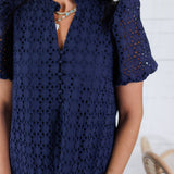 Evelyn Navy Eyelet Maxi Dress Entro