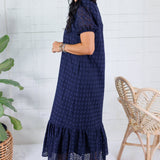 Evelyn Navy Eyelet Maxi Dress Entro