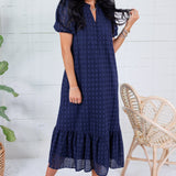 Evelyn Navy Eyelet Maxi Dress Entro