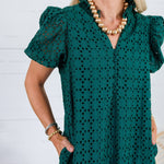 Evelyn Pine Green Eyelet Maxi Dress