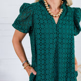 Evelyn Pine Green Eyelet Maxi Dress