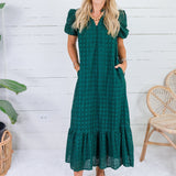 Evelyn Pine Green Eyelet Maxi Dress