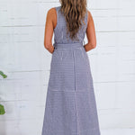 Ever to Conquer Navy Gingham Maxi Dress Entro