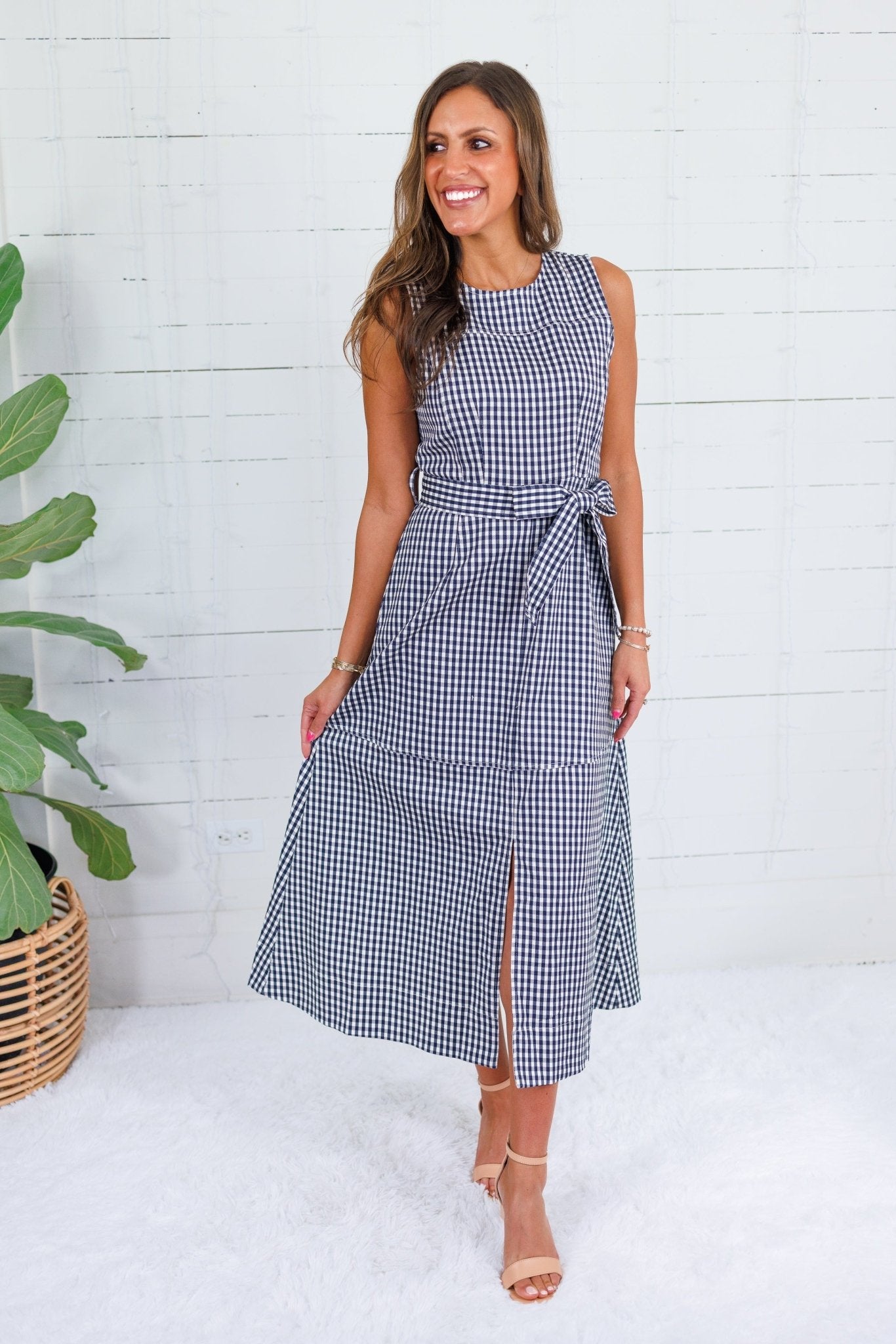 Ever to Conquer Navy Gingham Maxi Dress