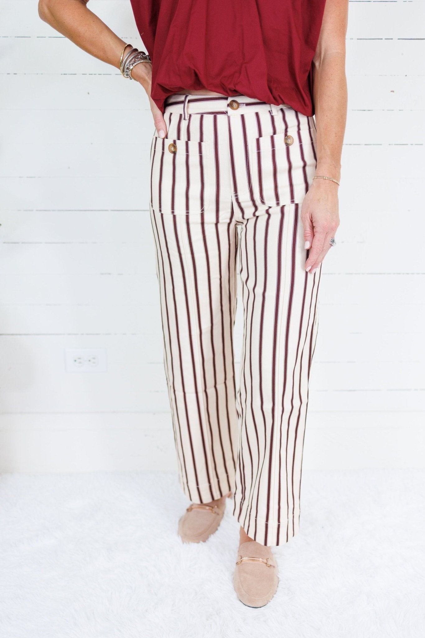Ewing Ecru + Brick Red Stripe Pants Entro