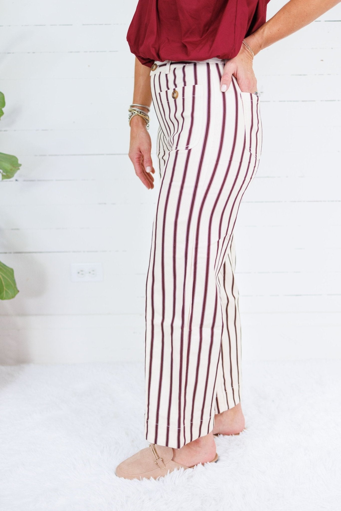 Ewing Ecru + Brick Red Stripe Pants Entro
