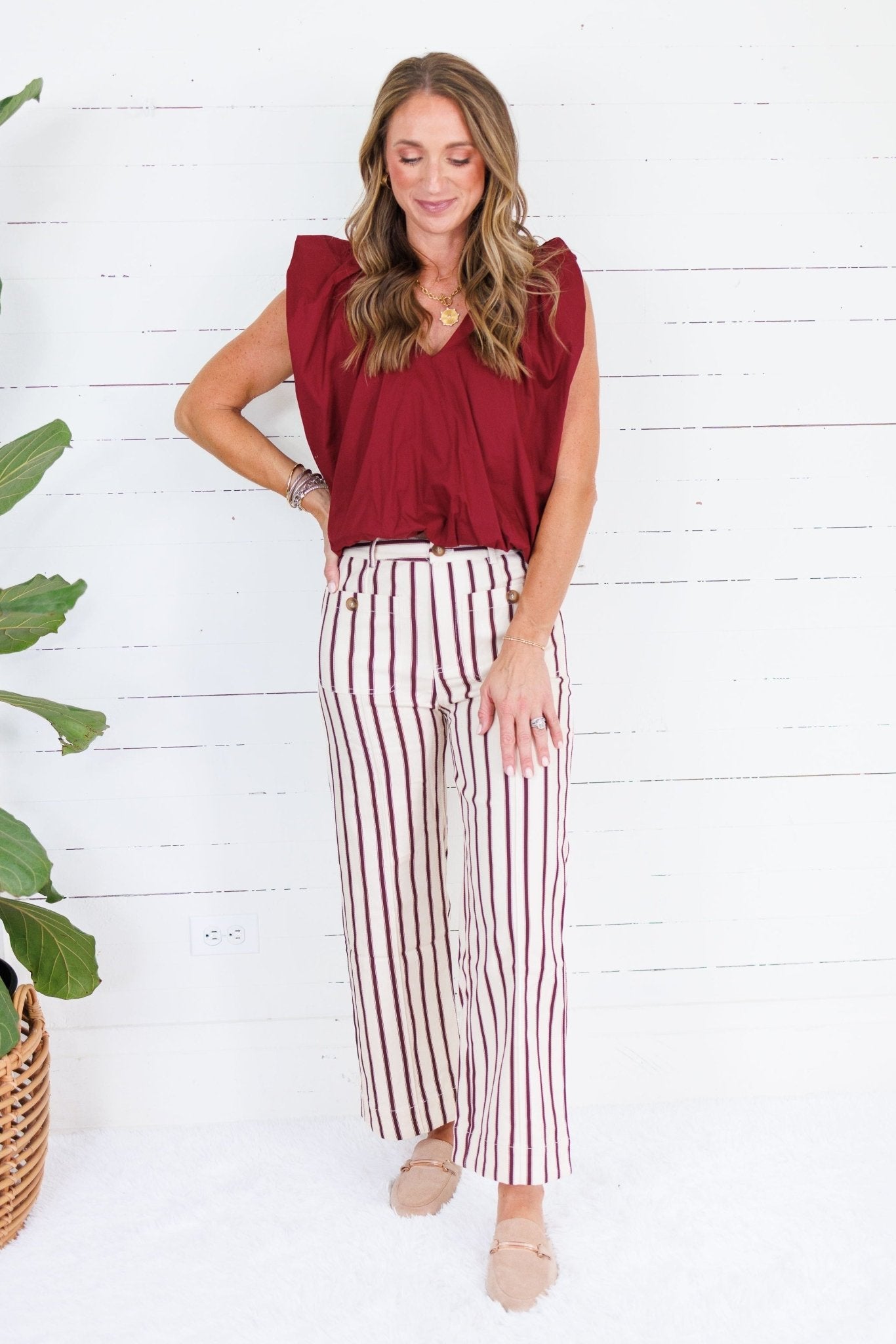 Ewing Ecru + Brick Red Stripe Pants Entro