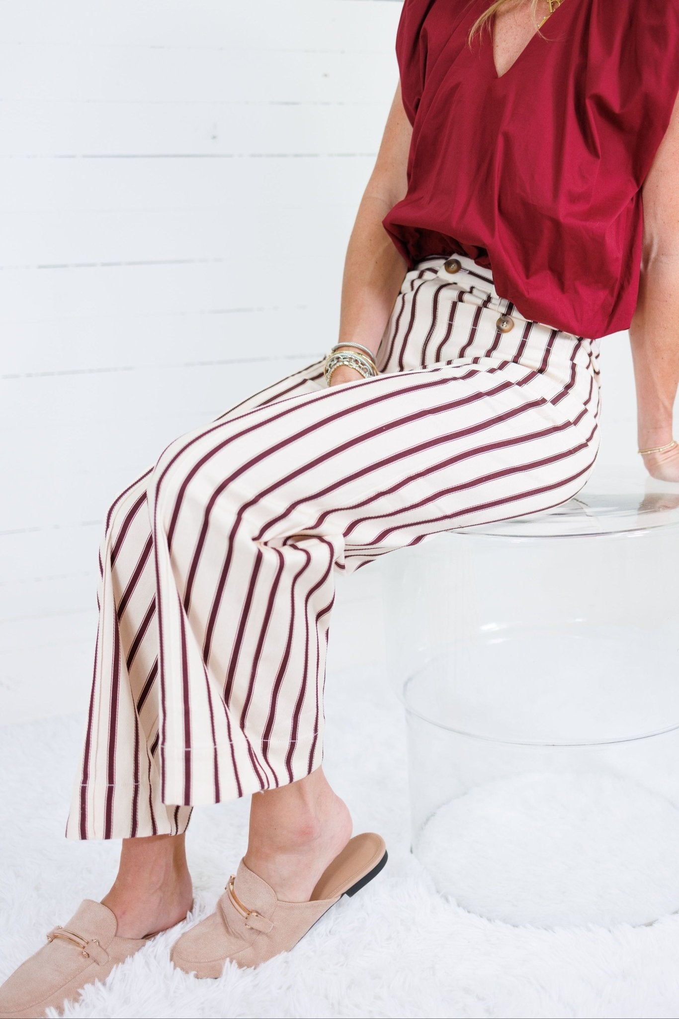 Ewing Ecru + Brick Red Stripe Pants Entro