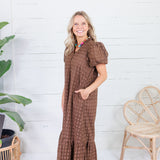 Evelyn Cocoa Eyelet Maxi Dress