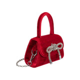 Sabrina Red Mini Velvet Top Handle Bag