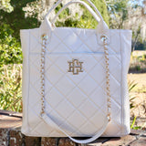 Kinzley Cream Quilted Tote Bag