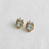 Vintage Inspired Aquamarine Flower Earrings