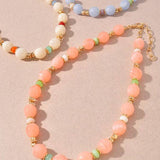 Glossy Resin Barrel Beaded Necklace