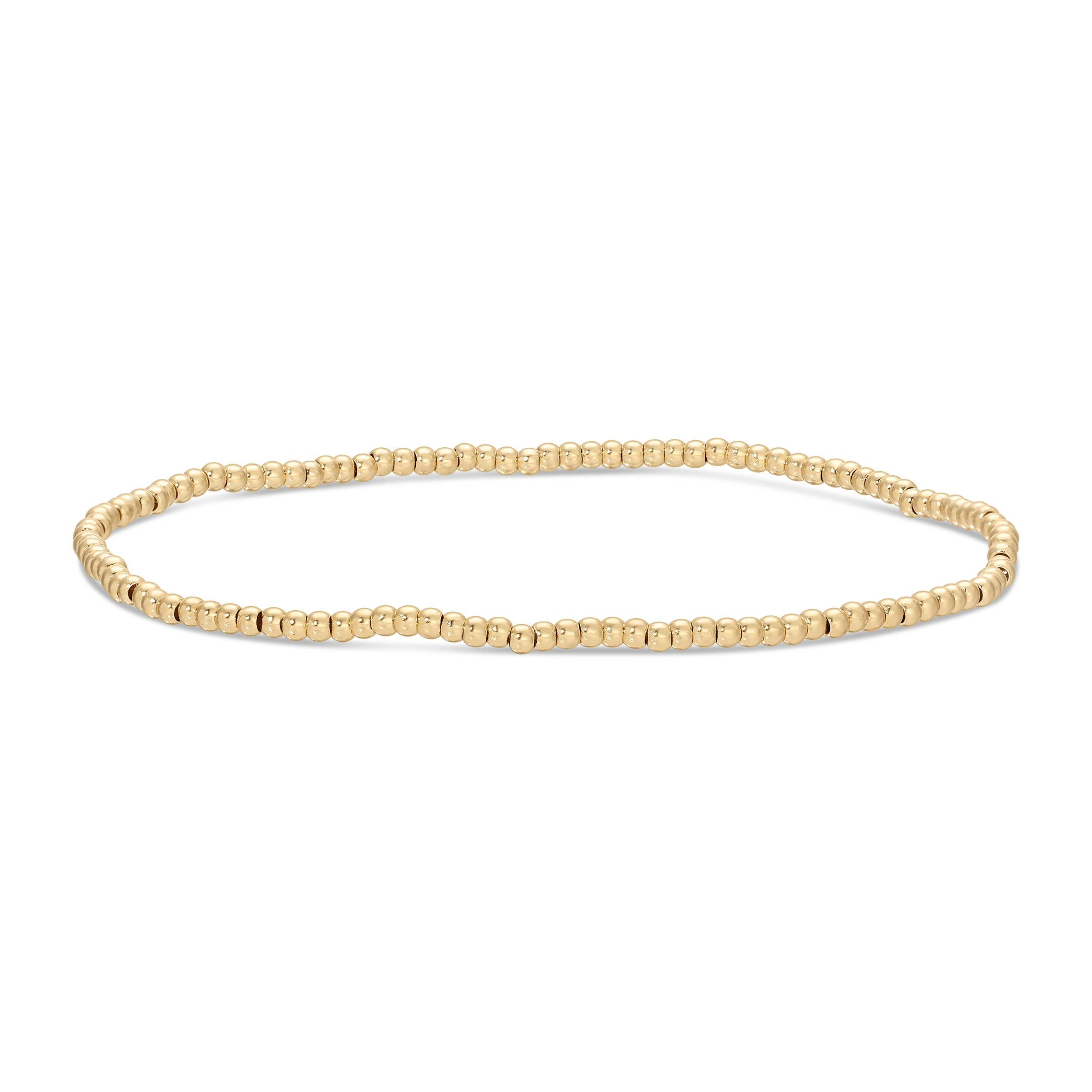 2mm Gold Plated Brass Stretch Bead Bracelet