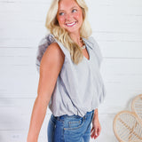 Benny Blue + Latte Stripe Bubble Hem Top