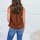 Tori Cocoa Bean Pleated Top