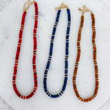 Faceted Disc Beaded Gold Accent Necklace