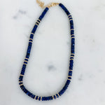 Faceted Disc Beaded Gold Accent Necklace
