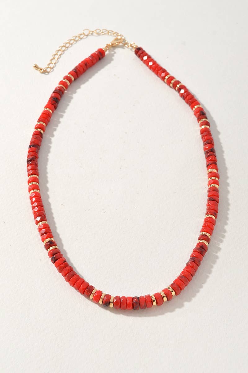 Faceted Disc Beaded Gold Accent Necklace - A3 Accessories - Jewelry - Clover + Bee