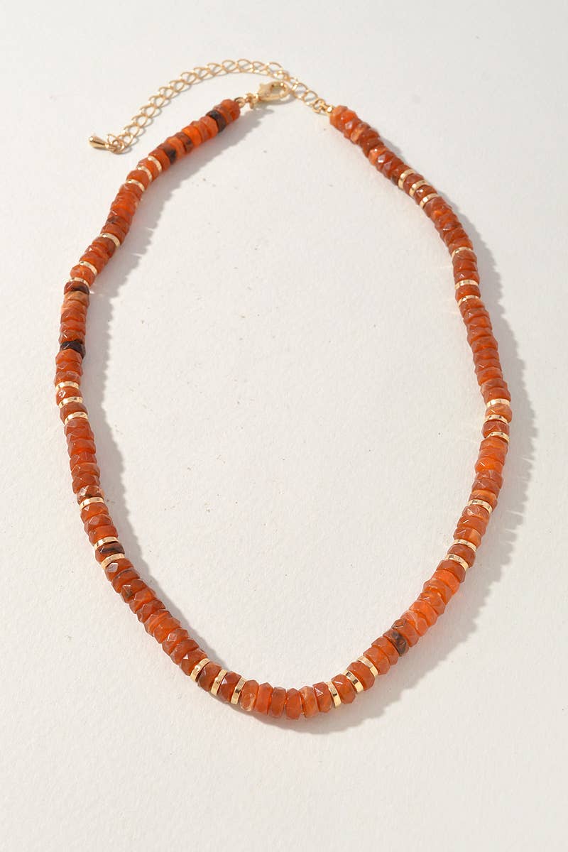 Faceted Disc Beaded Gold Accent Necklace - A3 Accessories - Jewelry - Clover + Bee
