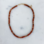 Faceted Disc Beaded Gold Accent Necklace