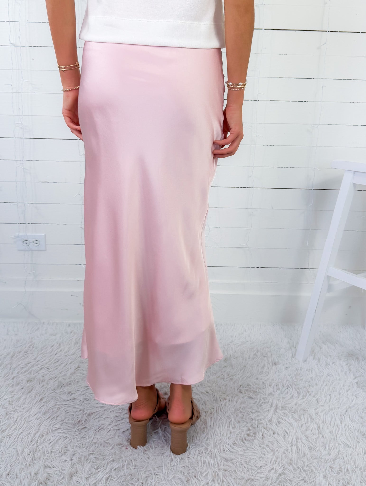 Fairley Baby Pink Satin Slip Skirt TCEC