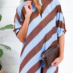 Faith Sky + Chocolate Bias Stripe Caftan Entro