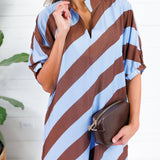 Faith Sky + Chocolate Bias Stripe Caftan Entro