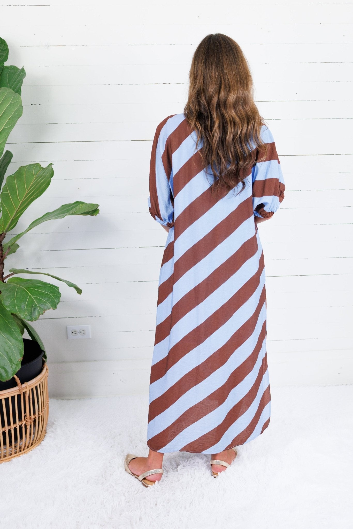 Faith Sky + Chocolate Bias Stripe Caftan Entro