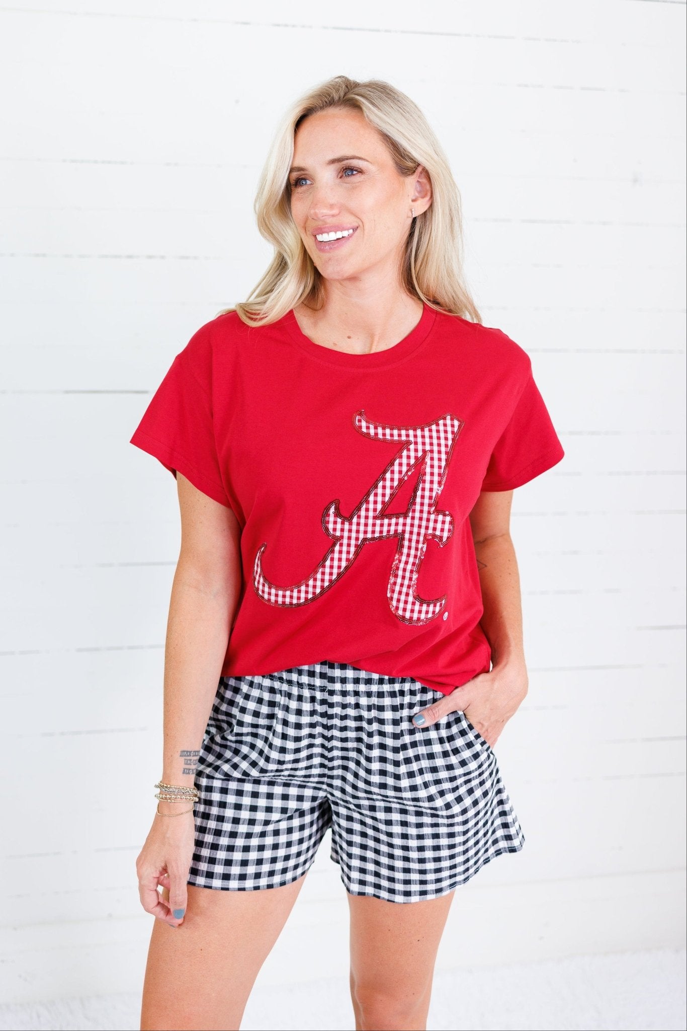 Faye Black Seersucker Gingham Shorts Adrienne