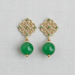 Filigree Green Agate and Zircon Earrings - A3 Accessories - Jewelry - Earrings - Clover + Bee