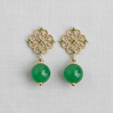 Filigree Green Agate and Zircon Earrings - A3 Accessories - Jewelry - Earrings - Clover + Bee