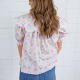 Fisher French Floral Scallop Collar Top Karlie