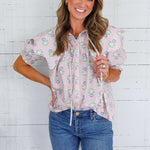 Fisher French Floral Scallop Collar Top Karlie