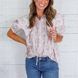 Fisher French Floral Scallop Collar Top Karlie