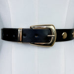 Flat Metallic Riveted Vegan Leather Belt - A4 Accessories - Misc Accessories - Belts - Clover + Bee