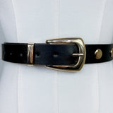Flat Metallic Riveted Vegan Leather Belt - A4 Accessories - Misc Accessories - Belts - Clover + Bee