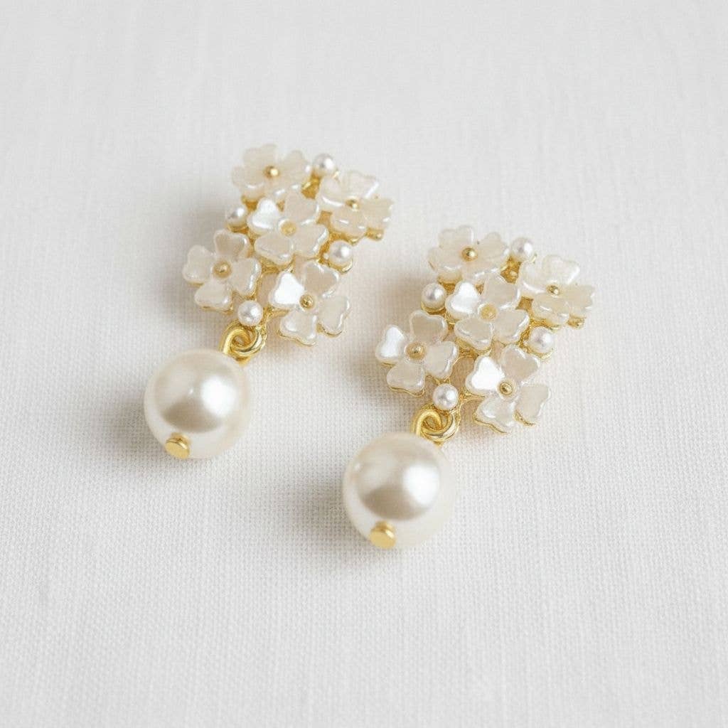 Floral Pearl Drop Vintage Charm Earrings - A3 Accessories - Jewelry - Earrings - Clover + Bee